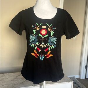 Anü Embroidered Black Women's Top